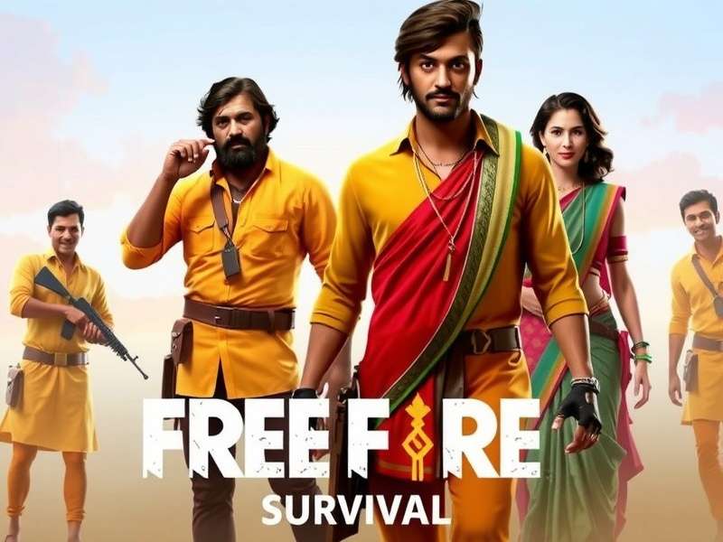 Free Fire Survival characters wearing Indian traditional outfits like kurta and saree