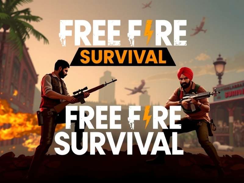 Free Fire Survival game banner with Indian players in a survival scenario